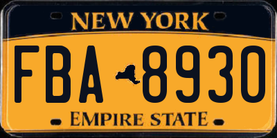 NY license plate FBA8930
