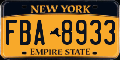 NY license plate FBA8933