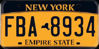 NY license plate FBA8934