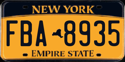 NY license plate FBA8935