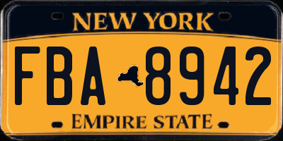 NY license plate FBA8942