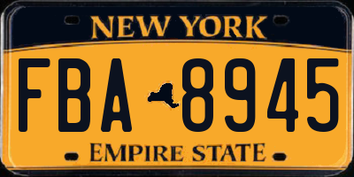 NY license plate FBA8945