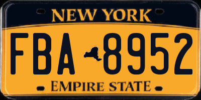 NY license plate FBA8952