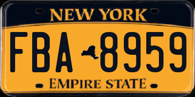 NY license plate FBA8959