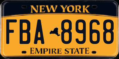 NY license plate FBA8968