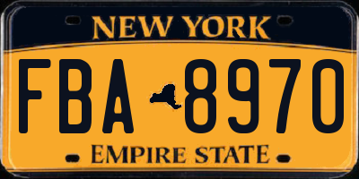 NY license plate FBA8970