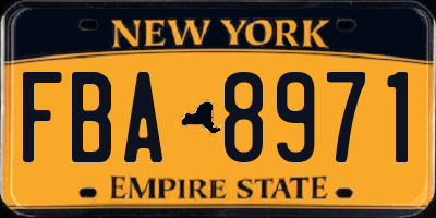 NY license plate FBA8971