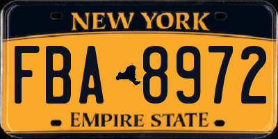 NY license plate FBA8972