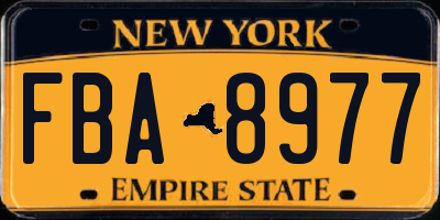NY license plate FBA8977