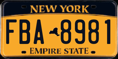 NY license plate FBA8981