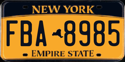 NY license plate FBA8985