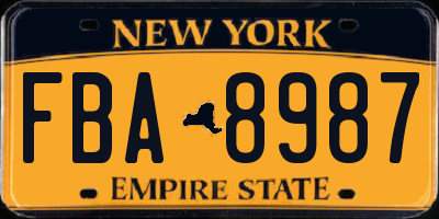 NY license plate FBA8987