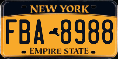NY license plate FBA8988