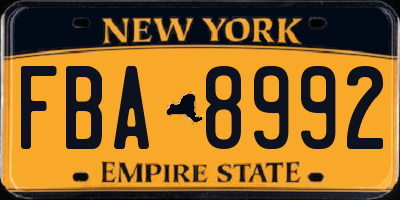 NY license plate FBA8992