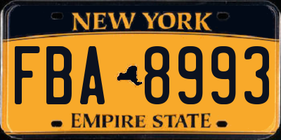 NY license plate FBA8993