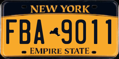 NY license plate FBA9011