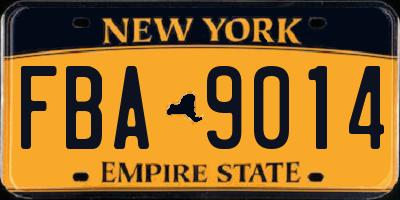 NY license plate FBA9014