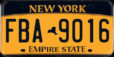 NY license plate FBA9016