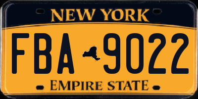 NY license plate FBA9022