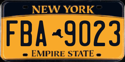 NY license plate FBA9023