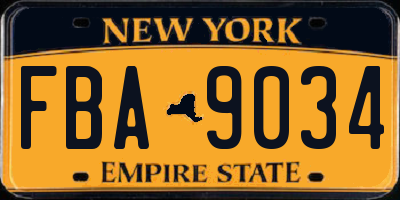NY license plate FBA9034