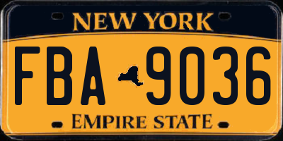 NY license plate FBA9036