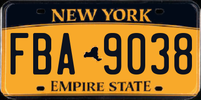 NY license plate FBA9038