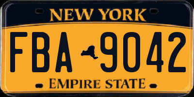 NY license plate FBA9042