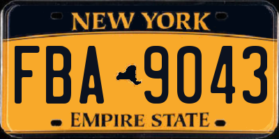 NY license plate FBA9043