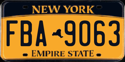 NY license plate FBA9063