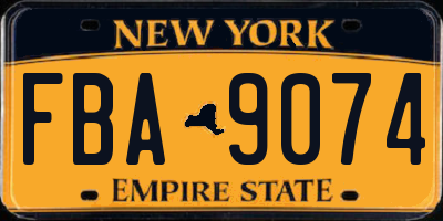 NY license plate FBA9074