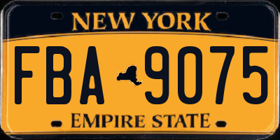 NY license plate FBA9075