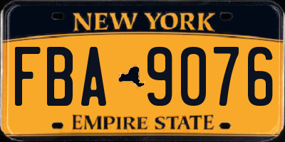NY license plate FBA9076