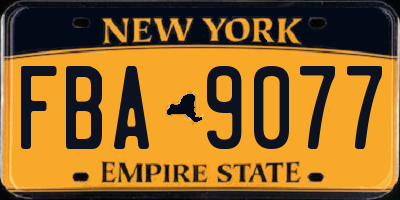 NY license plate FBA9077
