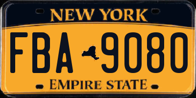 NY license plate FBA9080