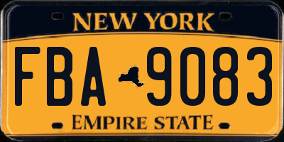 NY license plate FBA9083