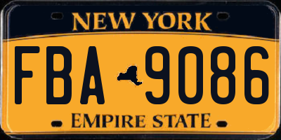 NY license plate FBA9086