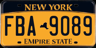 NY license plate FBA9089