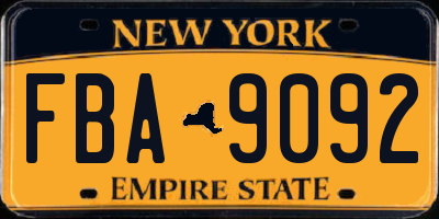 NY license plate FBA9092