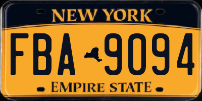 NY license plate FBA9094