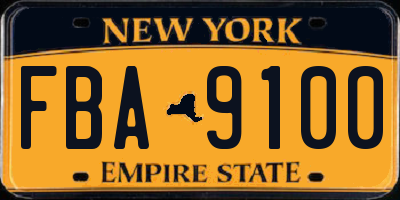 NY license plate FBA9100