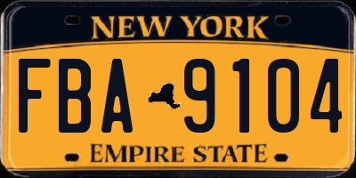 NY license plate FBA9104