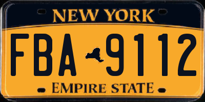 NY license plate FBA9112