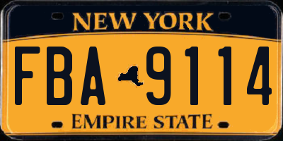 NY license plate FBA9114