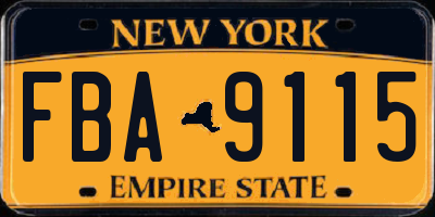 NY license plate FBA9115