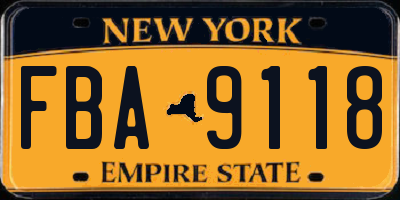 NY license plate FBA9118