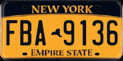 NY license plate FBA9136