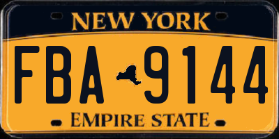 NY license plate FBA9144