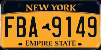 NY license plate FBA9149