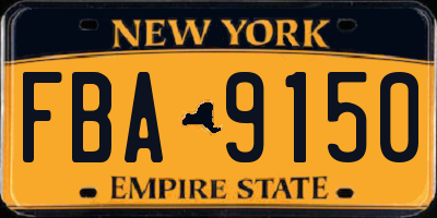 NY license plate FBA9150